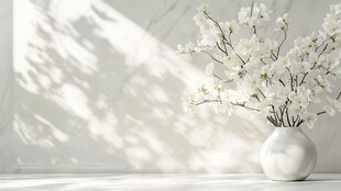 白色花瓶中的素雅花卉