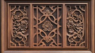 中式木雕窗棂精美纹饰