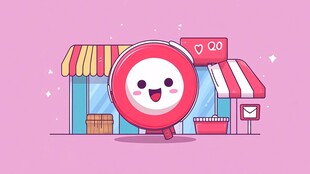 可爱QQ形象站在商店前