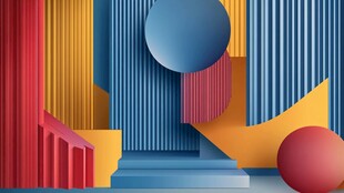 多彩几何立体空间场景