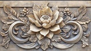 中式木雕莲花装饰图案