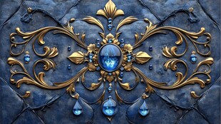 奢华蓝金宝石装饰图案