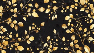 黑金金叶花卉装饰背景图