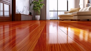 光亮实木地板的温馨客厅