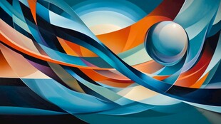 抽象动感线条与球体艺术画