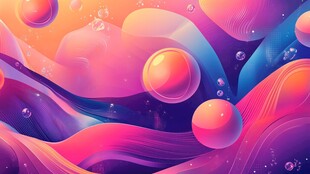 梦幻流体彩球艺术画面