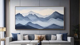 客厅中式山水挂画装饰