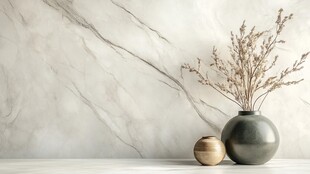 大理石背景的简约花瓶摆件