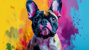 多彩背景下的法斗萌态