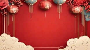中式喜庆红灯笼背景图