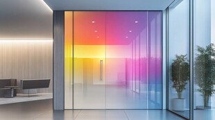 梦幻渐变玻璃的现代办公空间