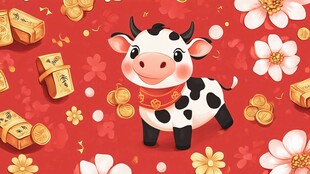 萌趣小牛贺岁 好运来