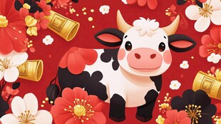 可爱萌牛贺岁 喜庆中国风