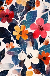 多彩花卉图案装饰画