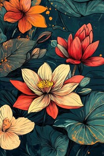 梦幻花卉插画