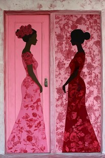 双姝花裙剪影墙面艺术