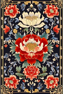 中式繁花锦簇传统纹样