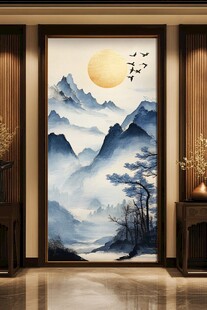 中式山水玄关装饰画意境美