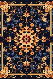 复古花卉几何图案装饰画