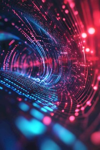 梦幻科技感的数字流光隧道