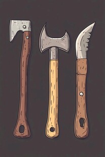 三把复古风手工工具展示