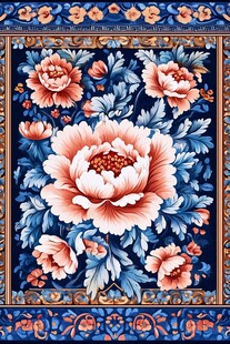 中式繁花地毯图案设计