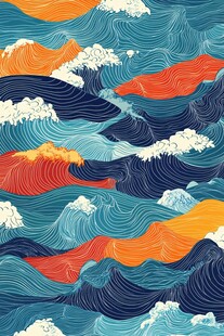 绚丽多彩的海浪图案艺术