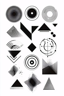 黑白几何抽象图形元素集