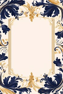 欧式蓝金花纹边框设计图