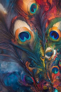 梦幻绚丽孔雀羽毛艺术图