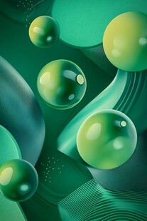 绿色梦幻球体抽象艺术画面