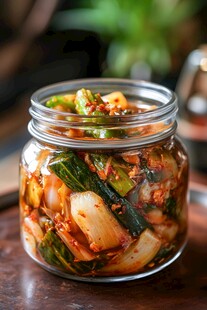 玻璃罐中的美味韩式泡菜