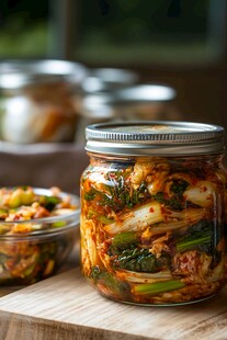 自制美味泡菜罐装展示