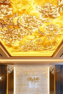 金色花卉天花板奢华装饰