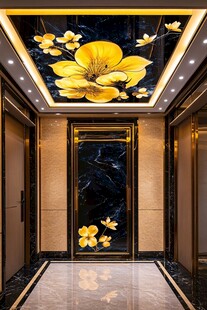 奢华电梯厅的花卉艺术装饰