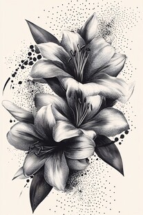 黑白百合花图案设计