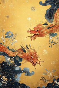 金龙游弋于繁花云海间