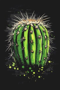 绿色仙人掌插画 个性十足