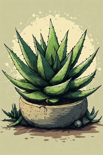 盆栽芦荟 清新绿植插画
