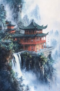悬崖古建绘就山水逸景