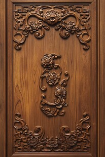 中式木雕门板精美花纹