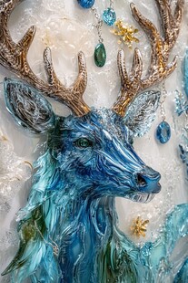 梦幻蓝鹿头装饰艺术品