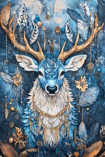 梦幻蓝鹿 自然与装饰的融合