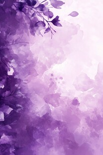 梦幻紫色花卉水彩背景图
