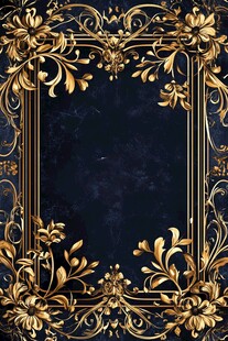黑金奢华花纹边框背景图