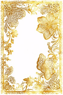金色花卉蝴蝶装饰边框