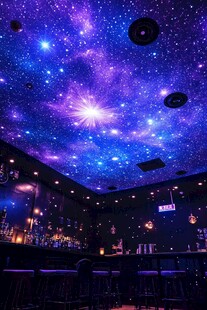 梦幻星空主题酒吧天花板