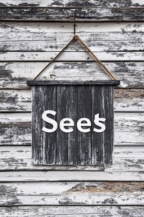 木质牌子上的 Sees 字样