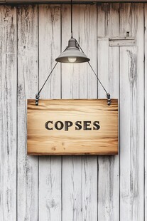 木质招牌挂于复古墙面