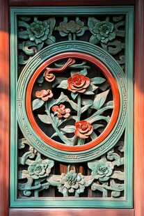 中式雕花门窗精美花卉图案